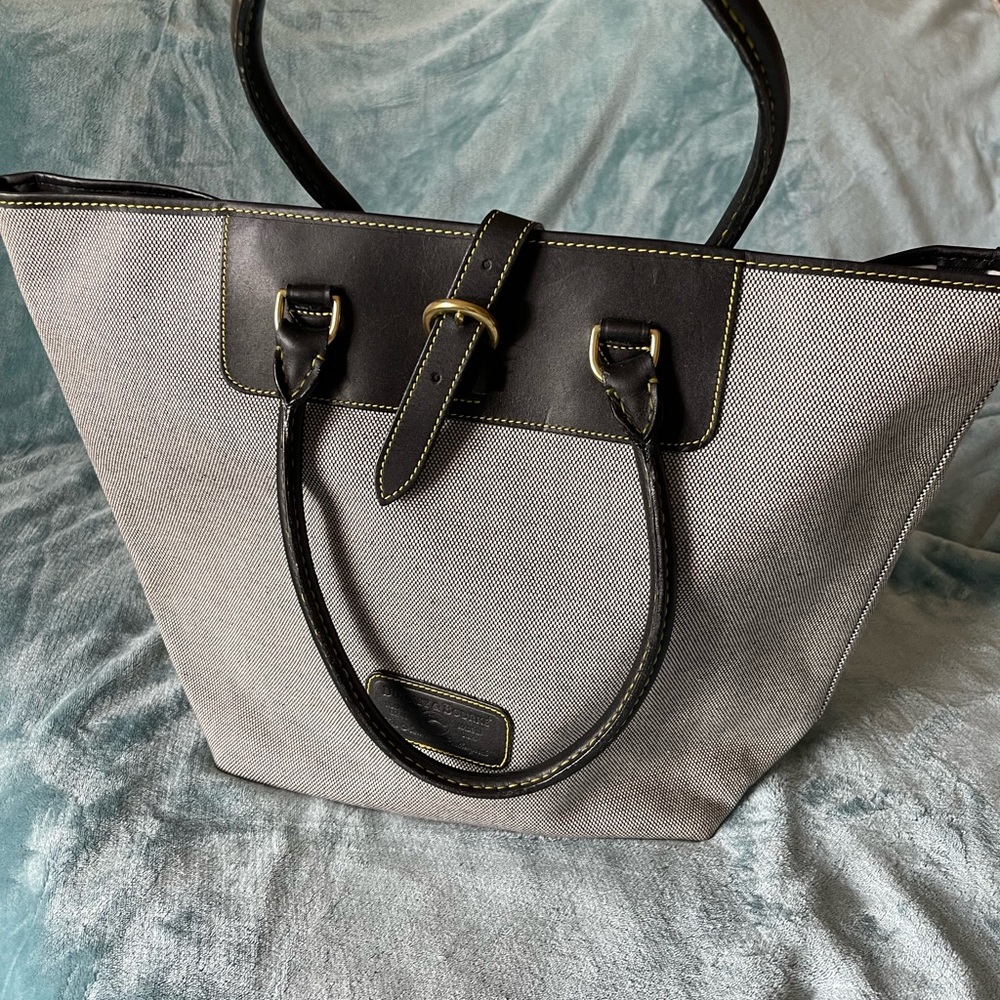 Dooney and Bourke large Linen and leather tote bag